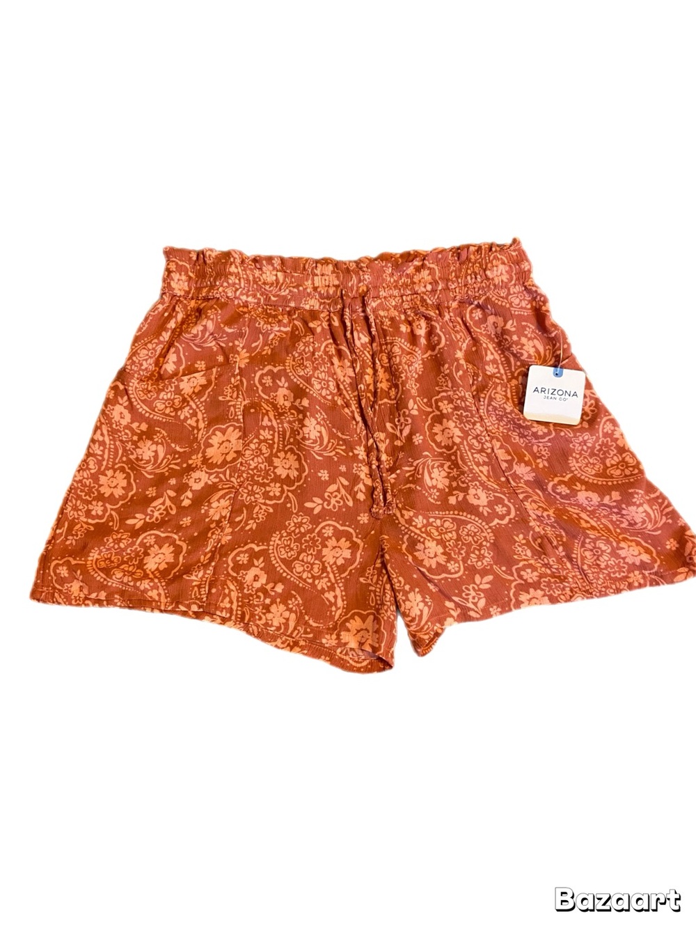 Arizona Jean Company Rust Orange Paisley Pull-On Shorts